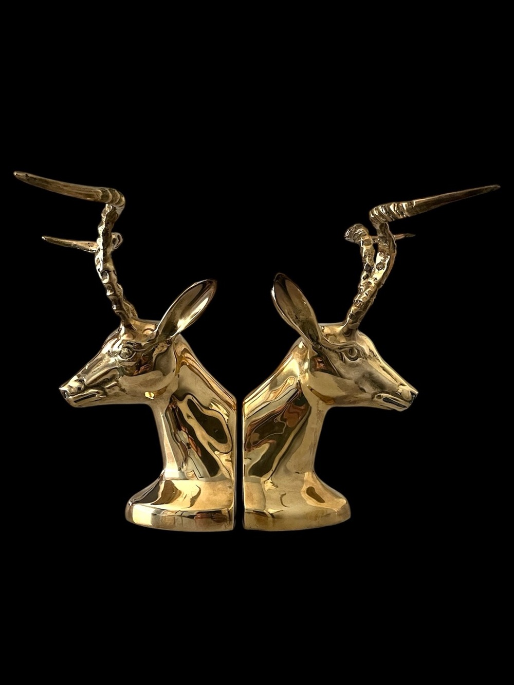 Vintage Brass Gazelle Antelope Bookends Made in Korea